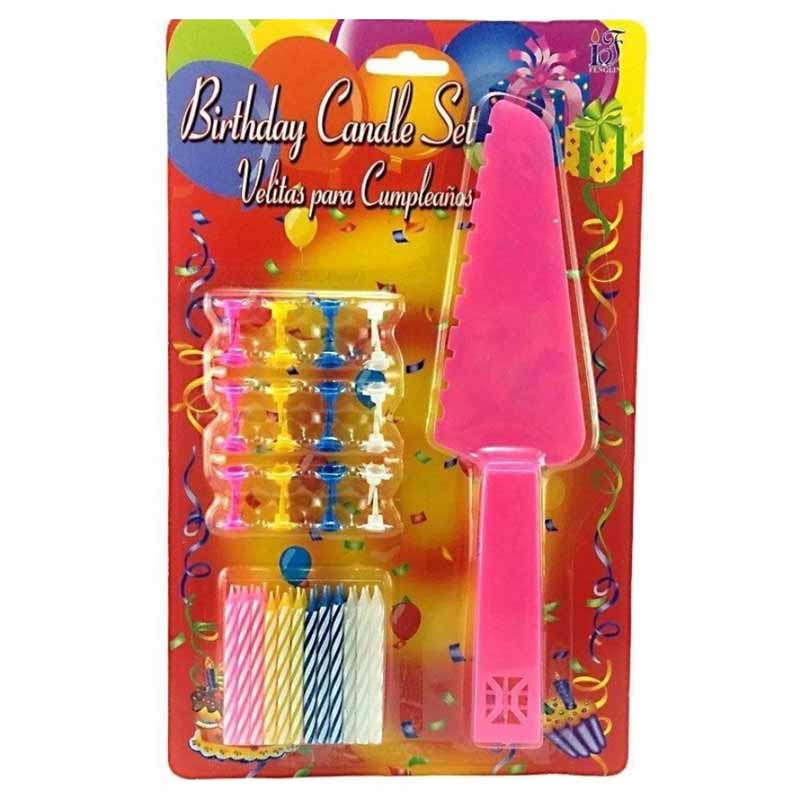 CANDLE SET WITH PLASTIC CAKE KNIFE